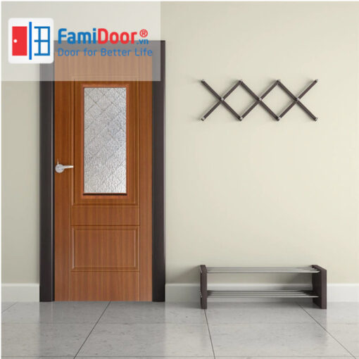 Cửa nhựa gỗ nhà tắm KOS 609-M8708 không kính ở Showroom Famidoor 0855.400.400