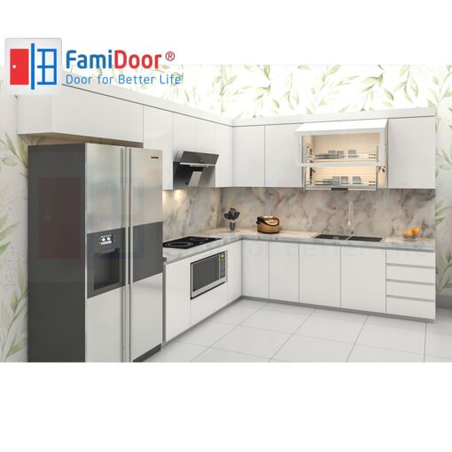 Nội thất nhà bếp chữ L Full trần