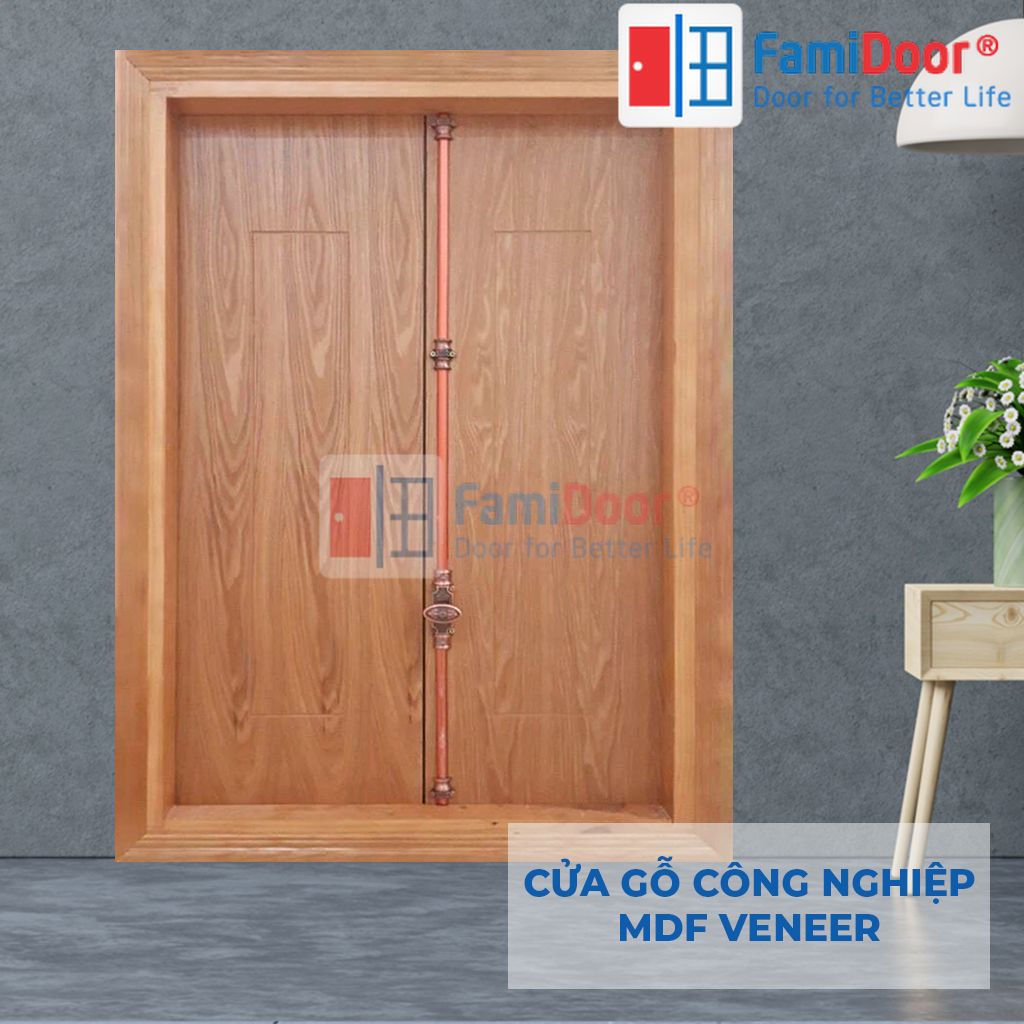 Mẫu cửa gỗ công nghiệp 2 cánh MDF Veneer cửa so 2 cánh-FMD