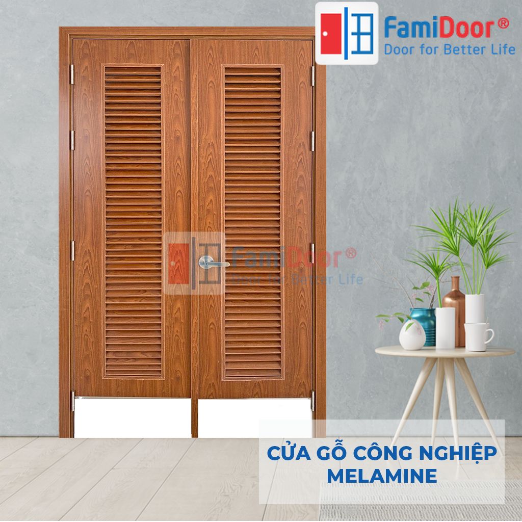 Mẫu cửa gỗ công nghiệp 2 cánh MDF Melamine 2207-FMD