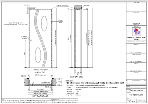 Bản vẽ chi tiết cửa gỗ công nghiệp MDF mẫu DM 1003