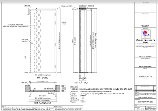 Bản vẽ chi tiết cửa gỗ công nghiệp MDF mẫu DM 1001