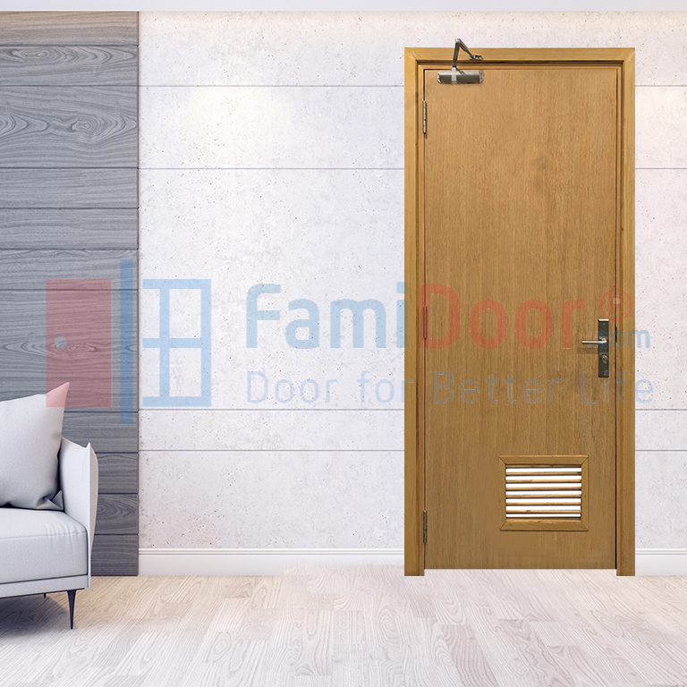 Mẫu cửa nhà tắm bằng gỗ công nghiệp MDF Veneer P1L1