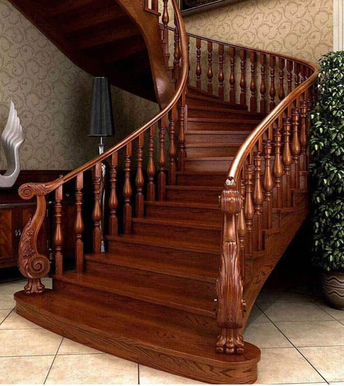 Những mẫu cầu thang gỗ đẹp cho biệt thự - CafeLand.Vn