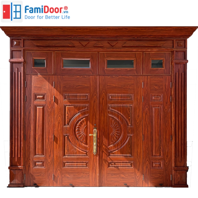 Cửa Chống Cháy Đồng Tháp - 8+ Mẫu Cửa Bán Chạy Giá Tốt 2025 Cửa chống cháy thép vân gỗ 4 cánh