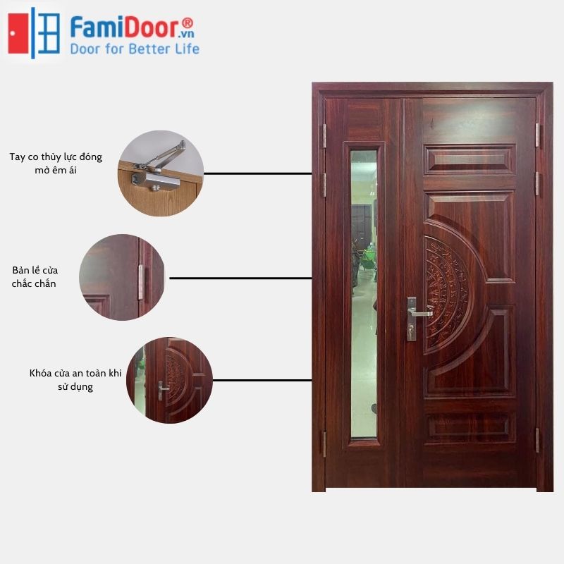 Cửa Thép Vân Gỗ TP Hồ Chí Minh - Cập Nhật Bảng Giá 2025 Cấu tạo chung của các mẫu cửa thép vân gỗ hiện đại