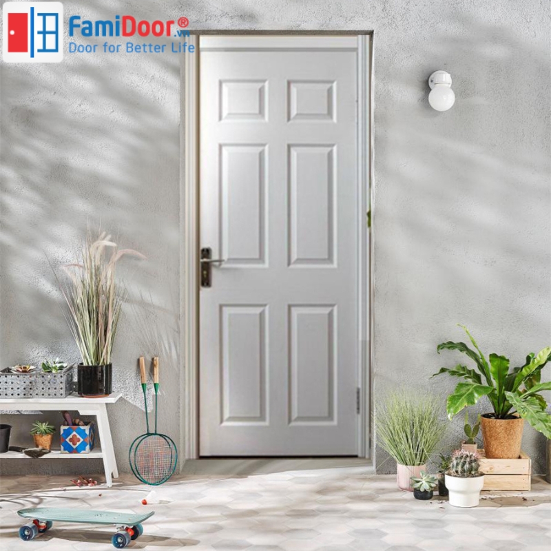 Cửa gỗ giá rẻ HDF phủ Melamine cho công trình