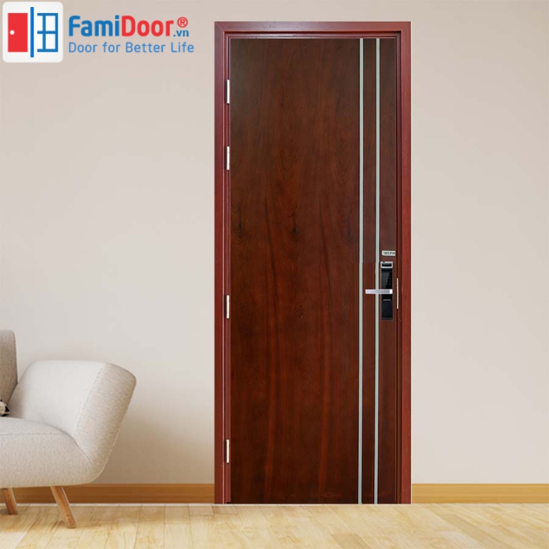Cửa gỗ MDF Veneer tần bì phong cách cổ điển 